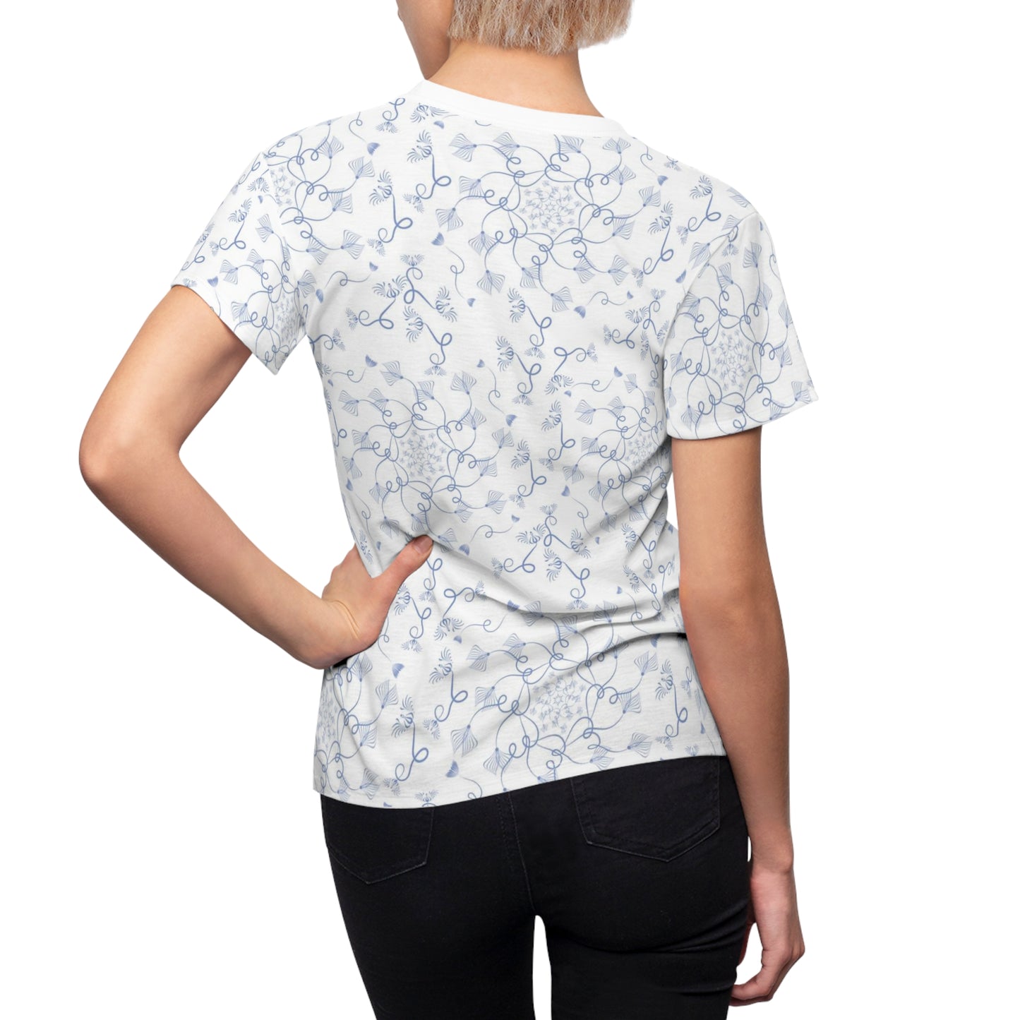 Women's Cut & Sew Tee (AOP) Kukloso Abstractical No 19 Periwinkle on White - Free Shipping