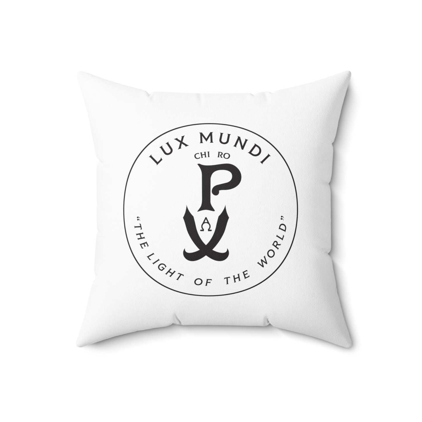 Spun Polyester Square Pillow Kukloso Lux Mundi w/ Golden Monstrance / Lux Mundi - PX Christogram ' The Light of The World' - Free Shipping