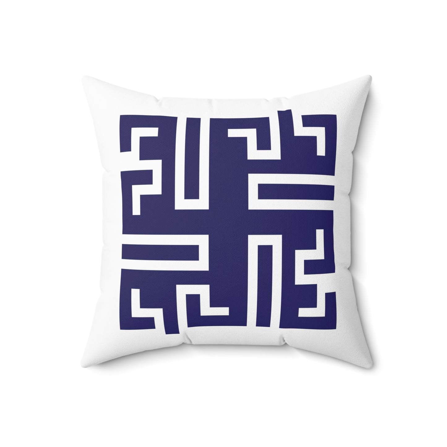 Spun Polyester Square Pillow Kukloso Greek Border No 54 Navy & Navy - Free Shipping