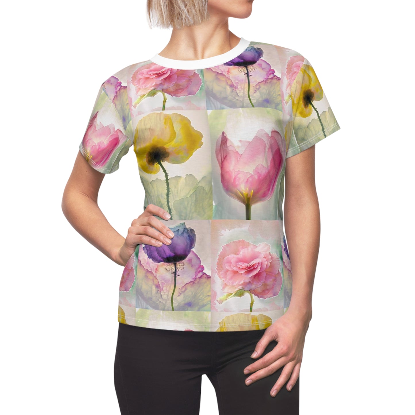 Women's Cut & Sew Tee (AOP) Kukloso Watercolor Florals Large Pattern - Free Shipping
