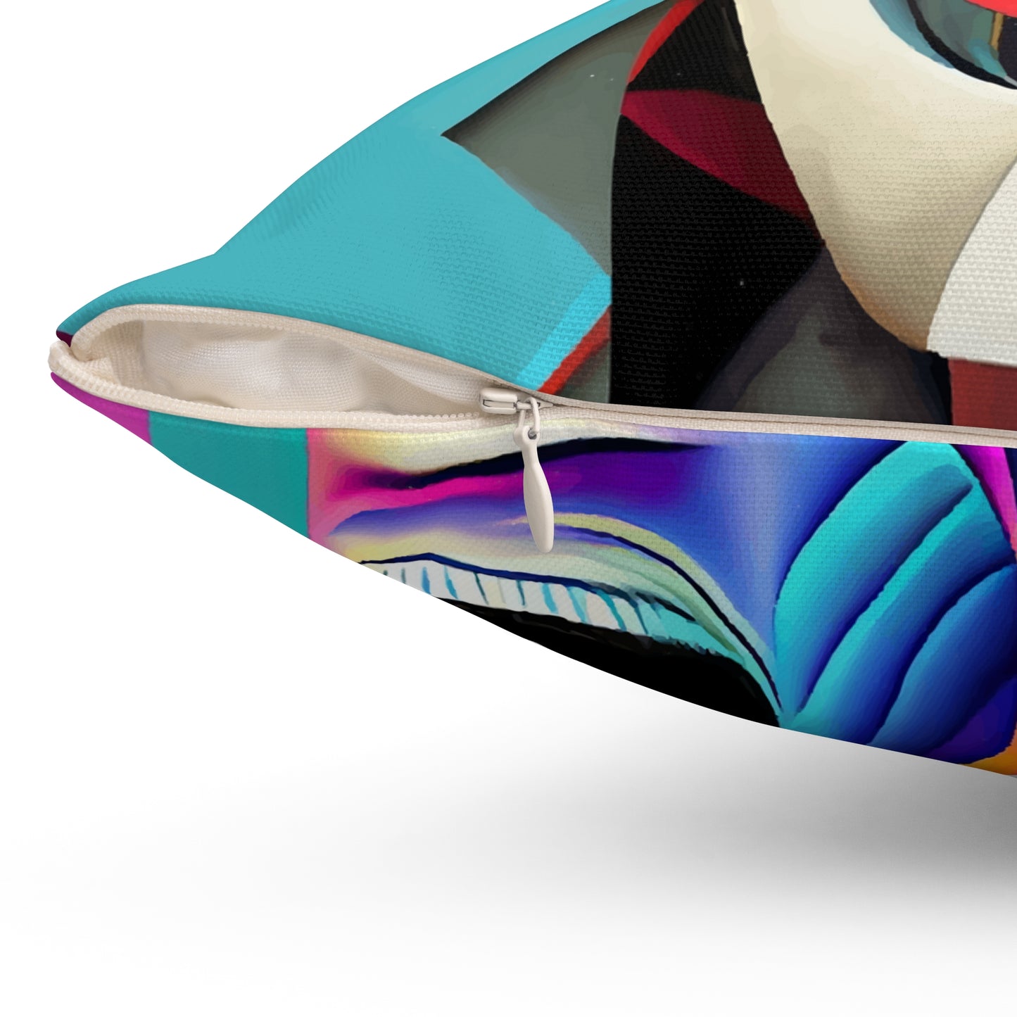 Spun Polyester Square Pillow Kukloso Cubist Faces No 3 - Free Shipping
