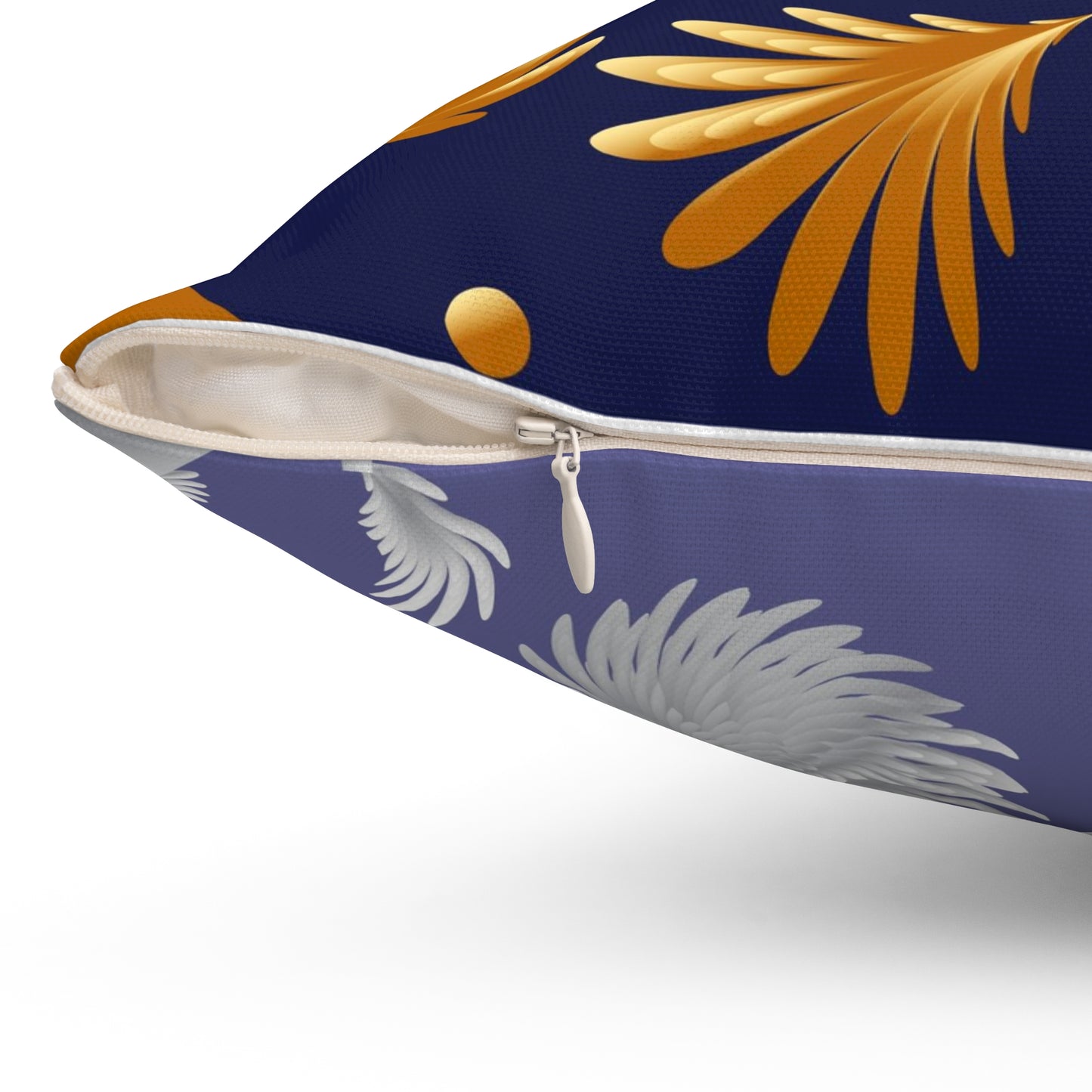 Spun Polyester Square Pillow Kukloso Melange de fleur No 22 Navy/Gold, Silver/Periwinkle - Free Shipping