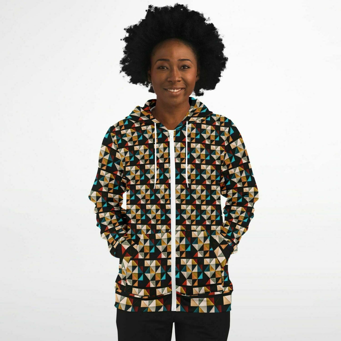 Fashion Zip-Up Hoodie - AOP Kukloso Cubist Faces No 31 - Free Shipping