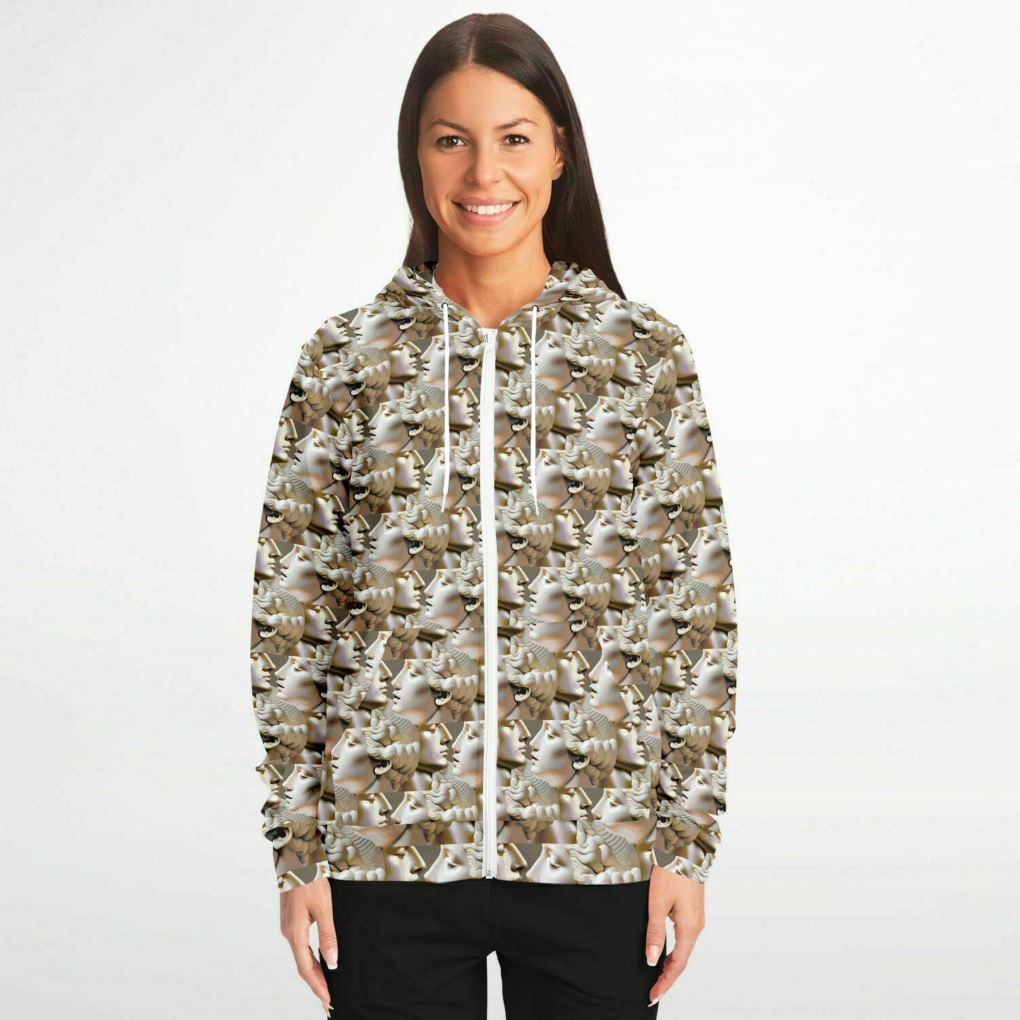 Fashion Zip-Up Hoodie - AOP Kukloso Roman Faces No 1 - Free Shipping