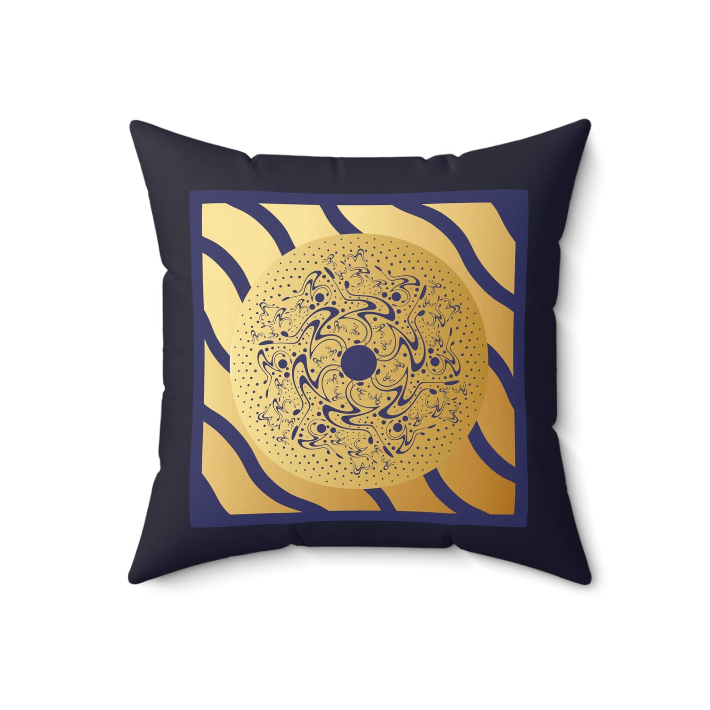 Spun Polyester Square Pillow Kukloso Mandala No 63 Purple/Gold - Free Shipping