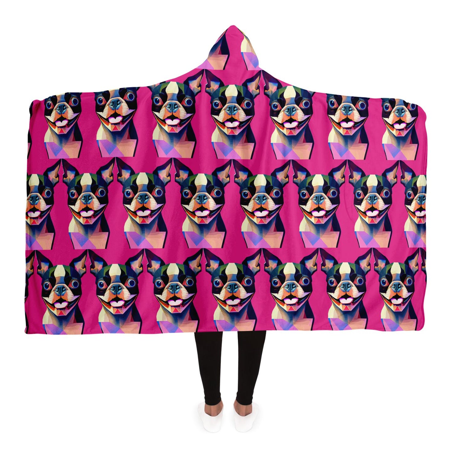 Hooded Blanket - AOP KUkloso Cubist Boston Terrier Dog No 1 - Free Shipping