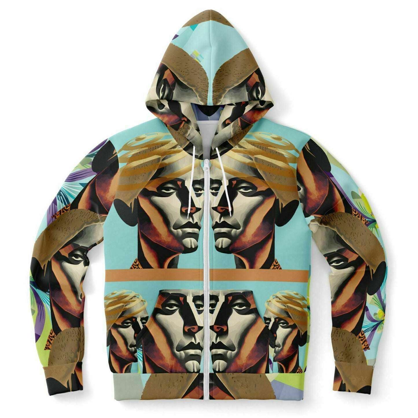 Fashion Zip-Up Hoodie - AOP Kukloso Cubist Faces No 54 - Free Shipping