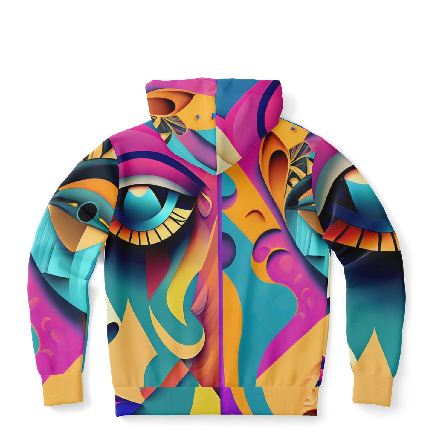 Fashion Zip-Up Hoodie - AOP Kukloso Cubist Faces No 6 Multicolored - Free Shipping