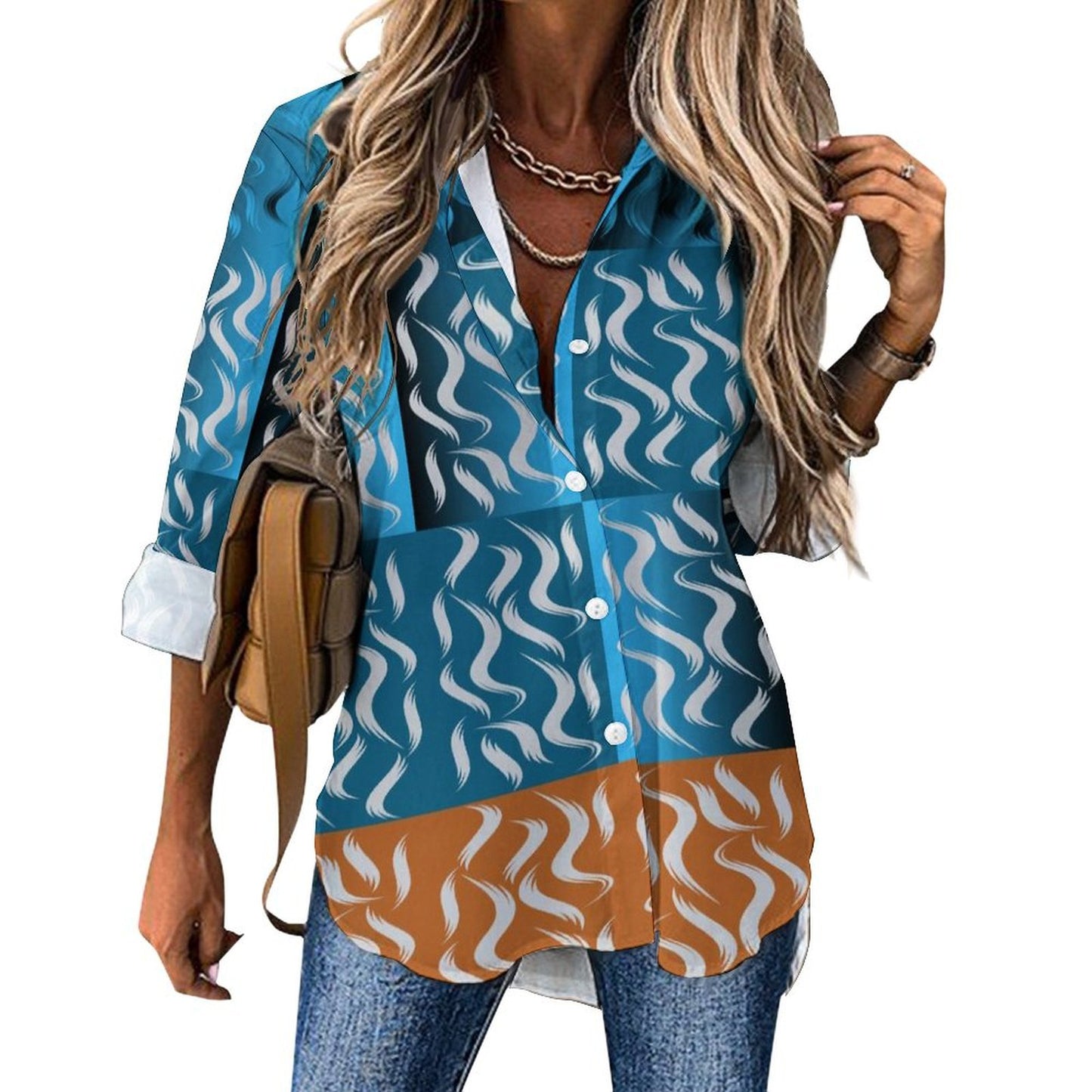 Long Sleeve Shirt Blouse Kukloso Abstract No 1309