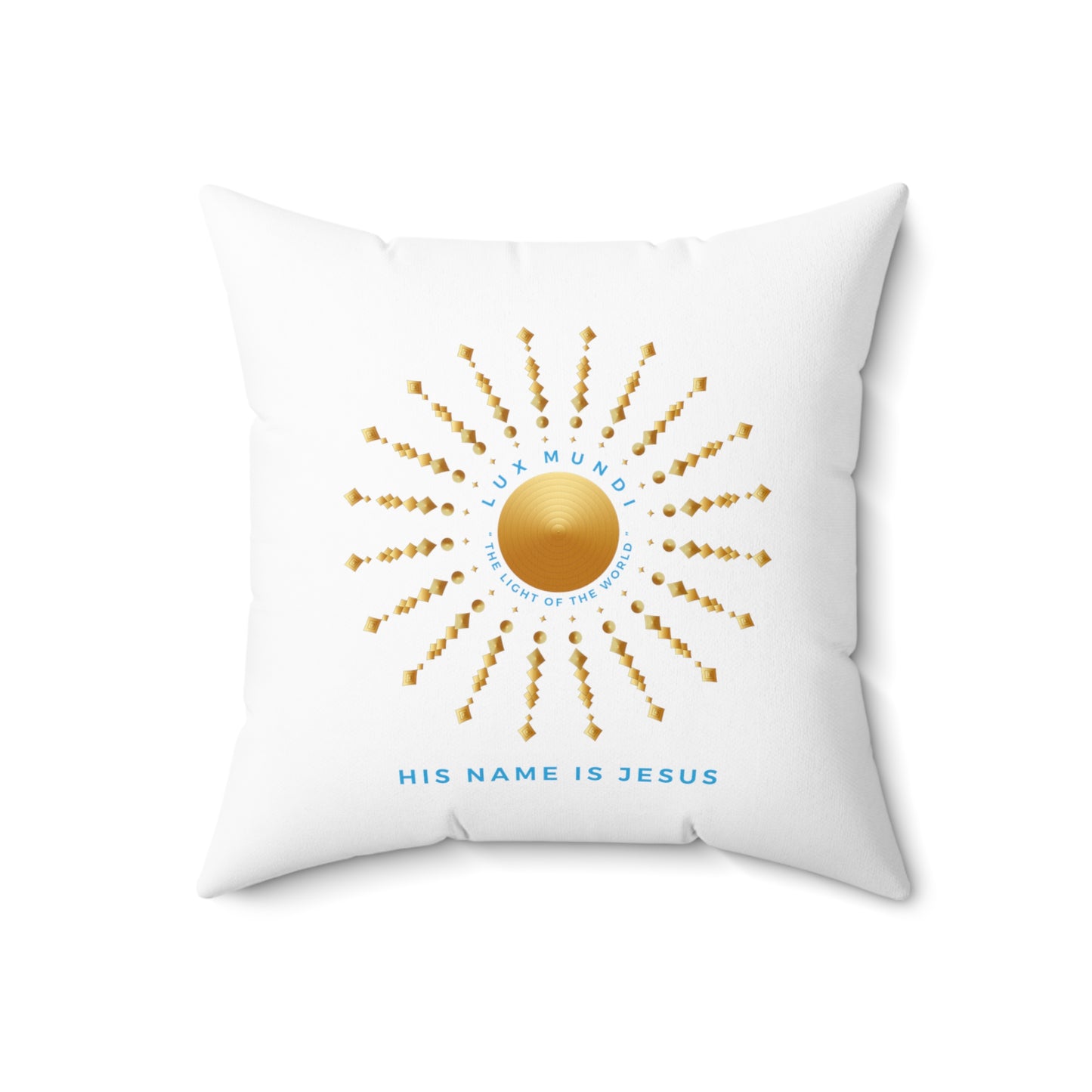 Spun Polyester Square Pillow Lux Mundi/ His Name Is Jesus - Free Shipping