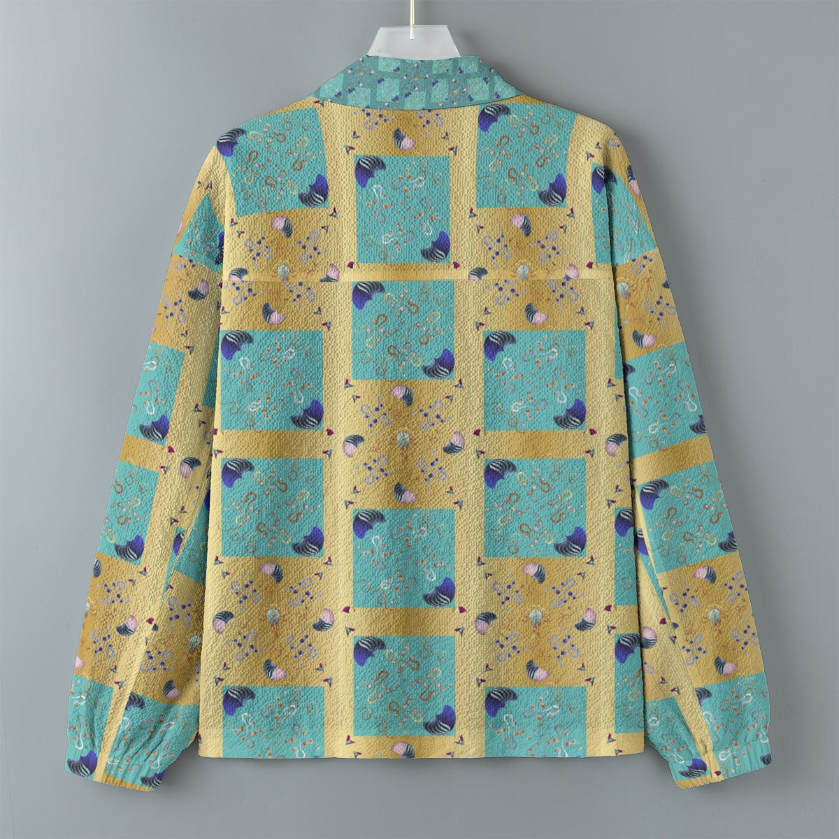 AOP Unisex Casual Lapel Jacket Kukloso Patchwork Collage No 65