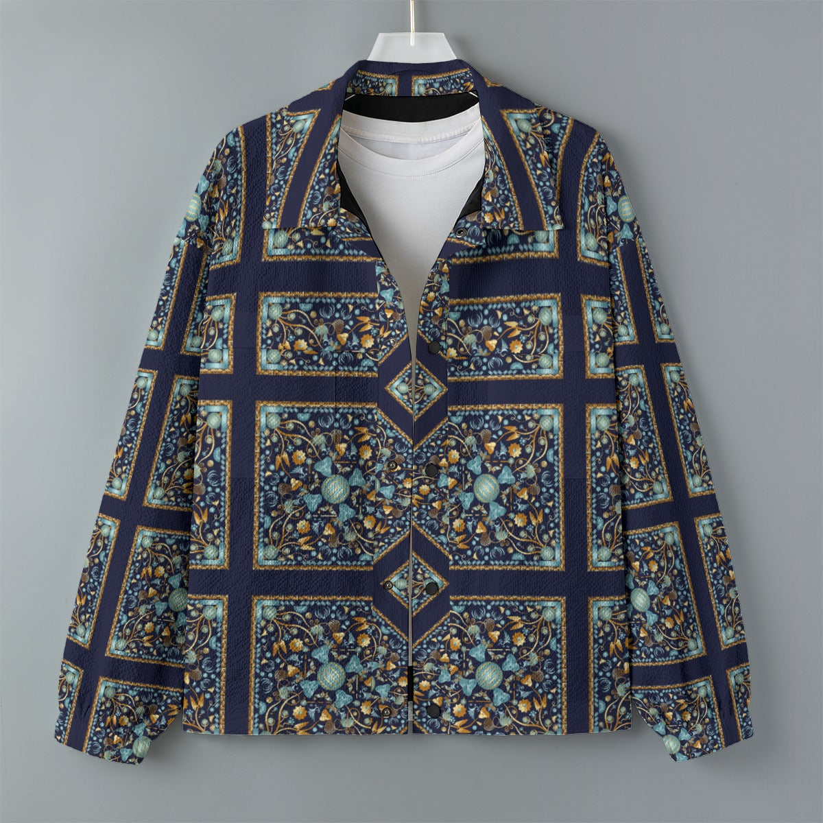 AOP Unisex Casual Lapel Jacket Kukloso Patchwork Collage No 70
