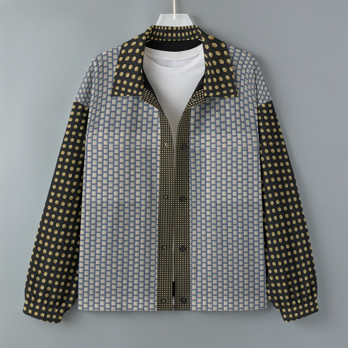 AOP Unisex Casual Lapel Jacket Kukloso Patchwork Collage No 25