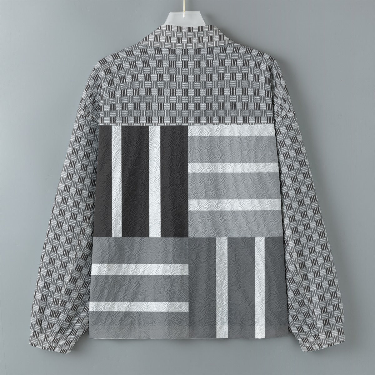 AOP Unisex Casual Lapel Jacket Kukloso Patchwork Collage No 34