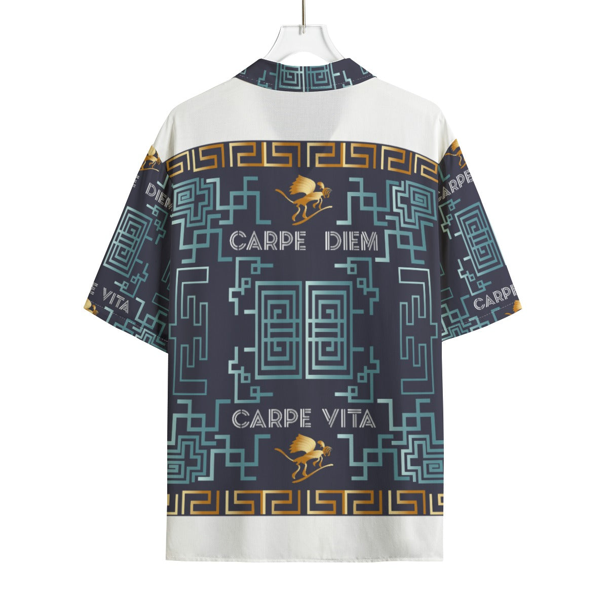 AOP Men's Hawaiian Rayon Shirt Kukloso Carpe Diem Large Pattern