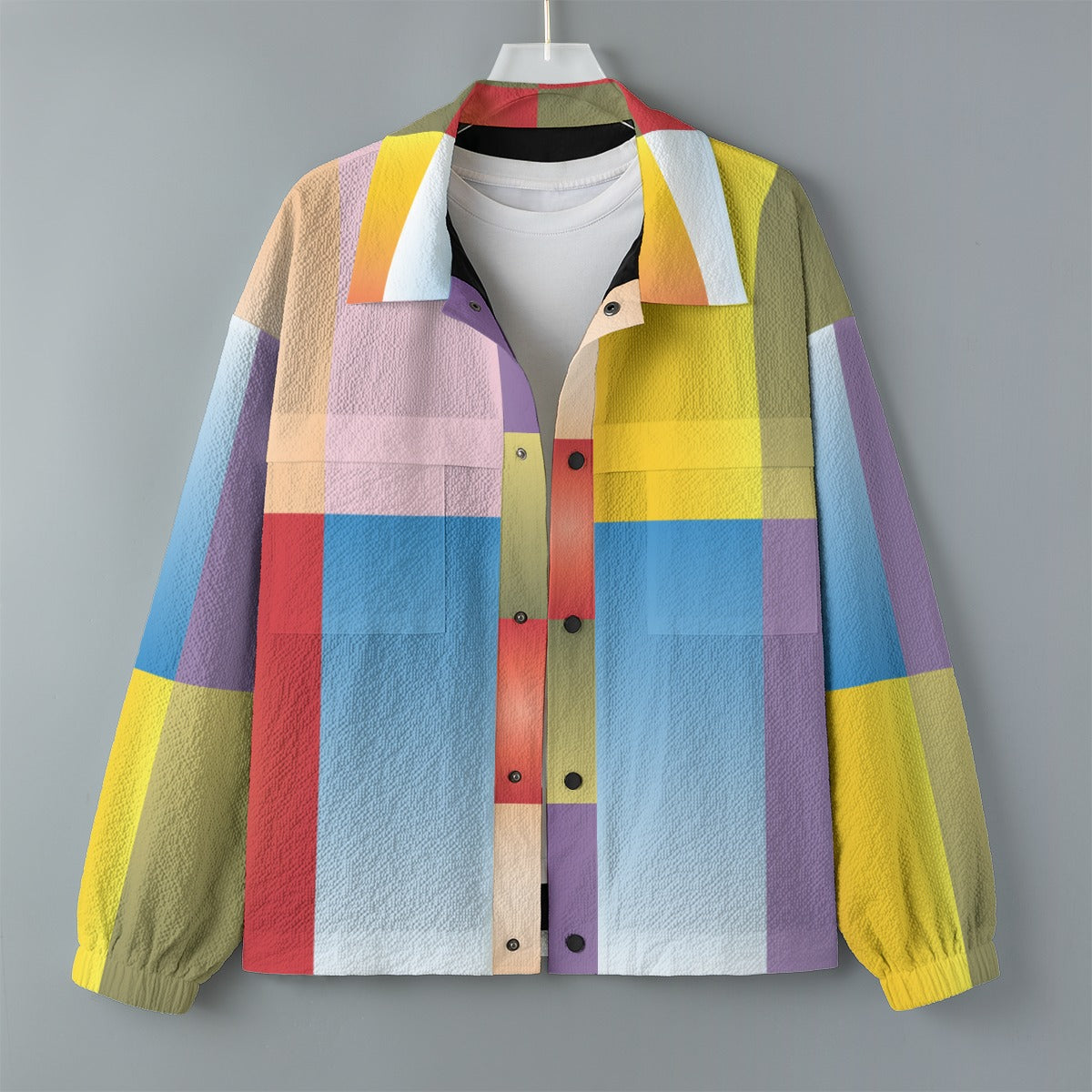 AOP Unisex Casual Lapel Jacket Kukloso Patchwork Collage No 75