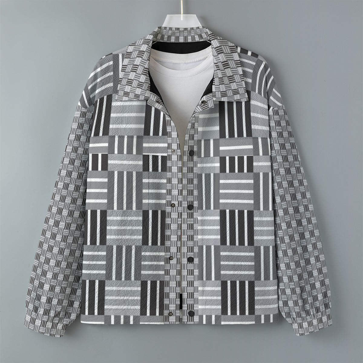 AOP Unisex Casual Lapel Jacket Kukloso Patchwork Collage No 34