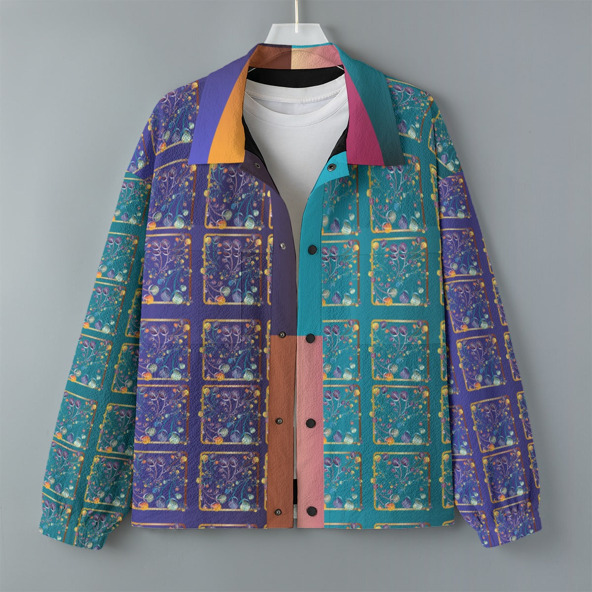 AOP Unisex Casual Lapel Jacket Kukloso Patchwork Collage No 76