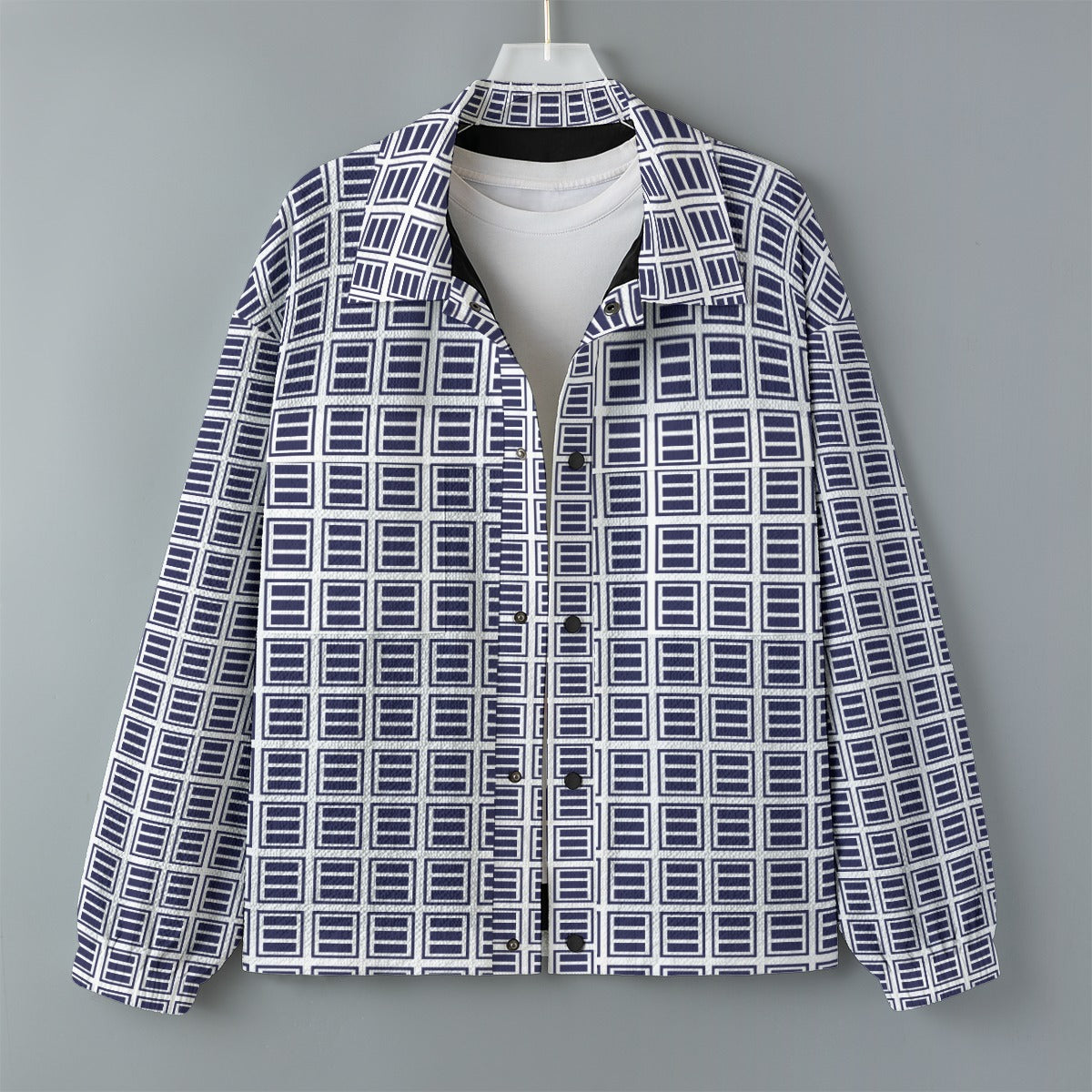 AOP Unisex Casual Lapel Jacket Kukloso Patchwork Collage No 52