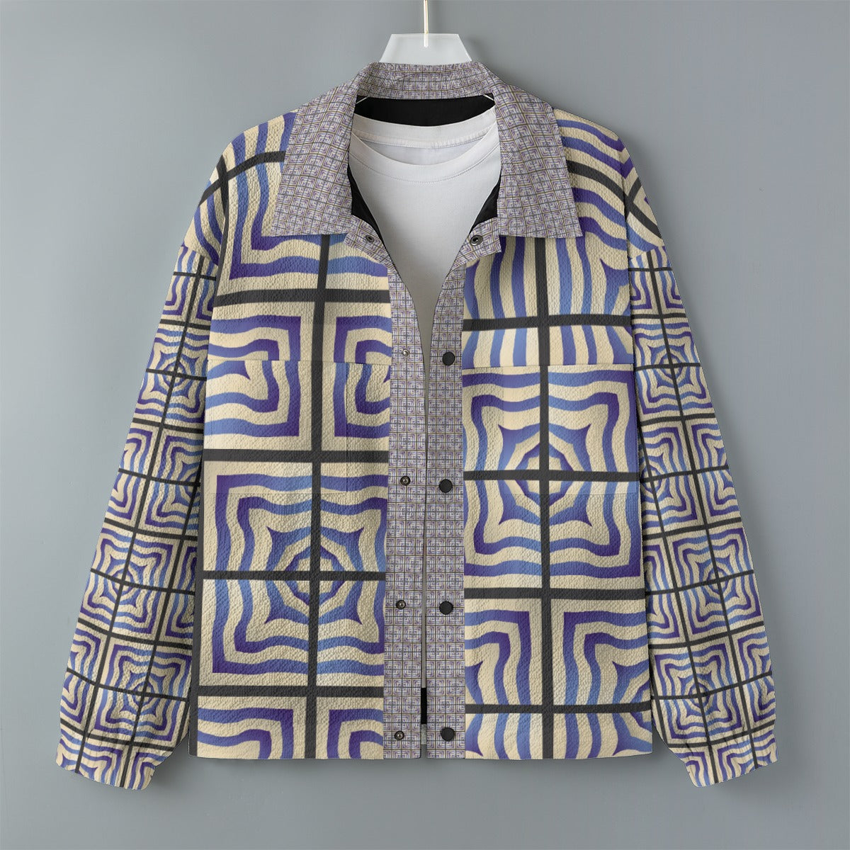 AOP Unisex Casual Lapel Jacket Kukloso Patchwork Collage No 38