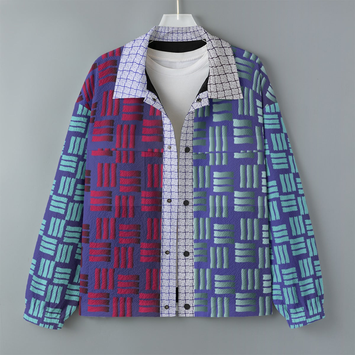 AOP Unisex Casual Lapel Jacket Kukloso Patchwork Collage No 53