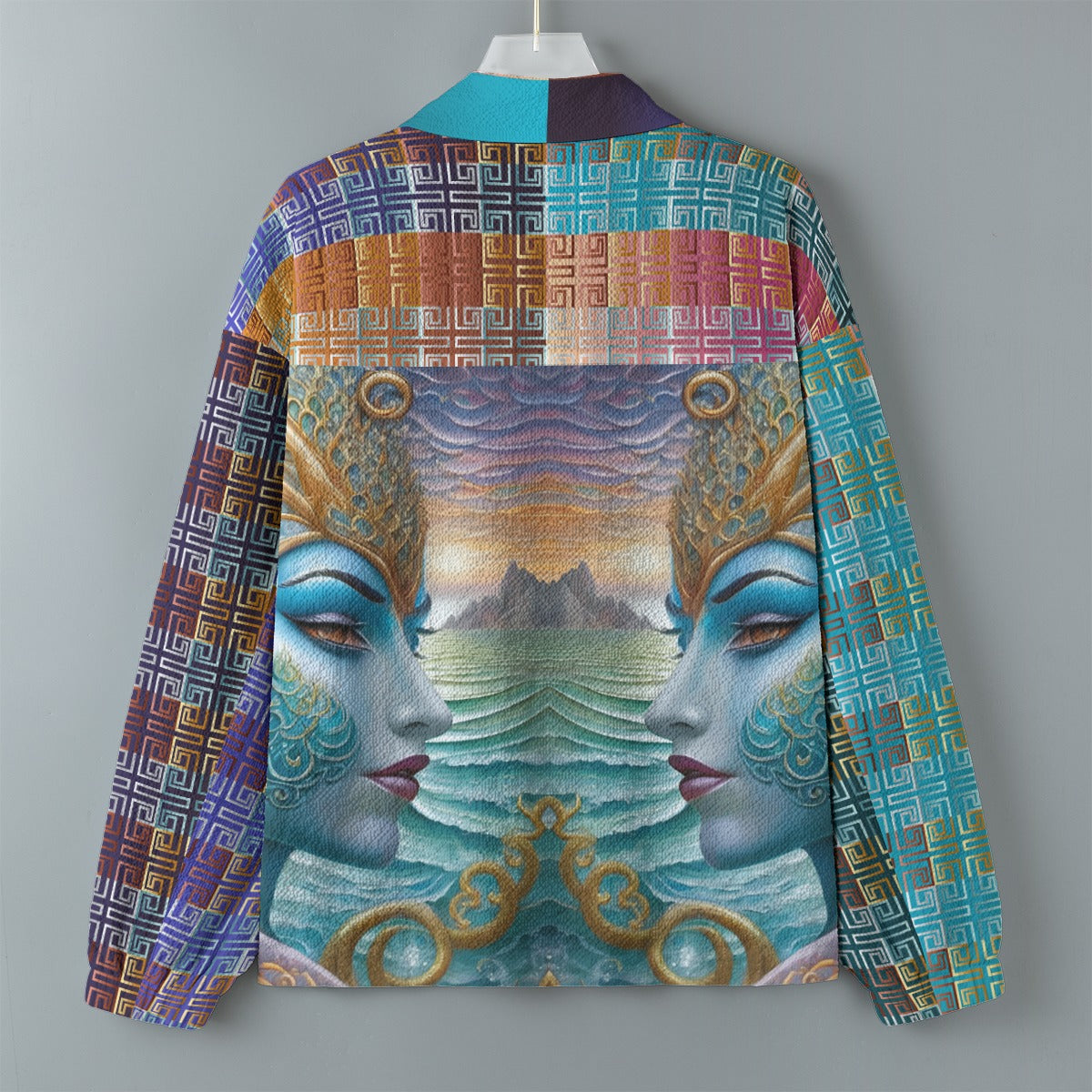 AOP Unisex Casual Lapel Jacket Kukloso Patchwork Collage No 88
