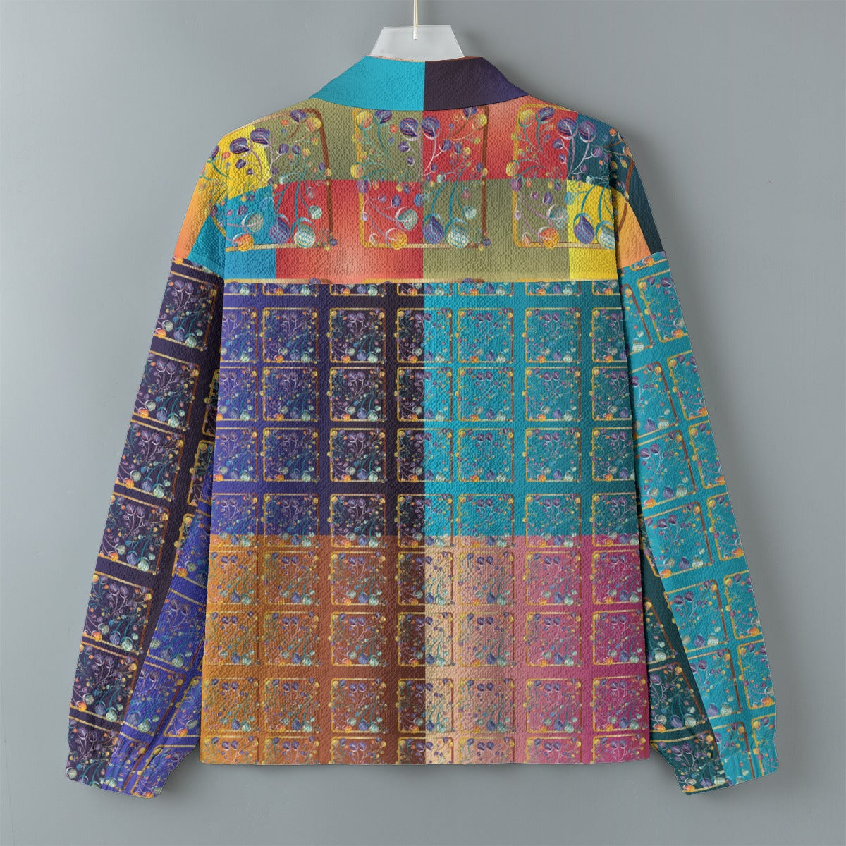 AOP Unisex Casual Lapel Jacket Kukloso Patchwork Collage No 76