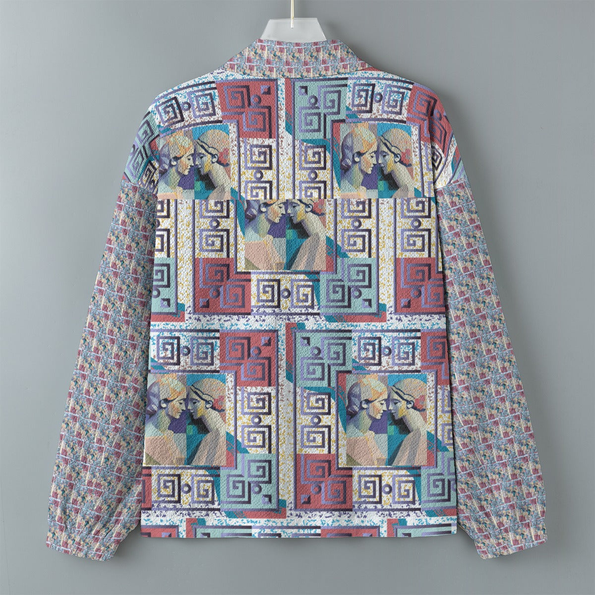 AOP Unisex Casual Lapel Jacket Kukloso Patchwork Collage No 21