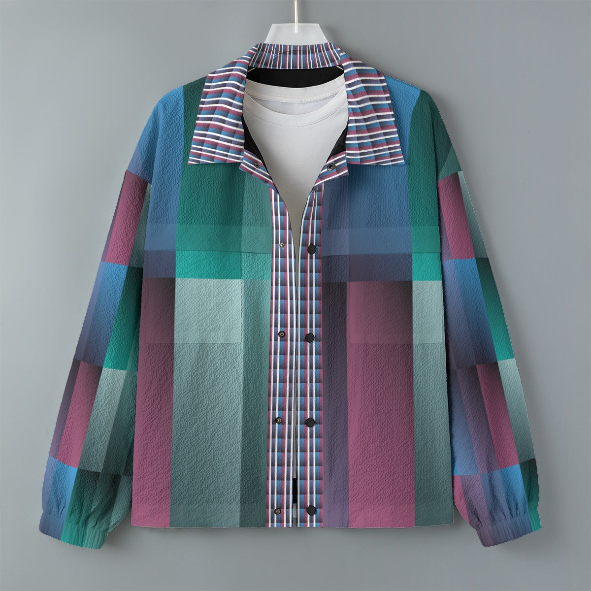 AOP Unisex Casual Lapel Jacket Kukloso Patchwork Collage No 11