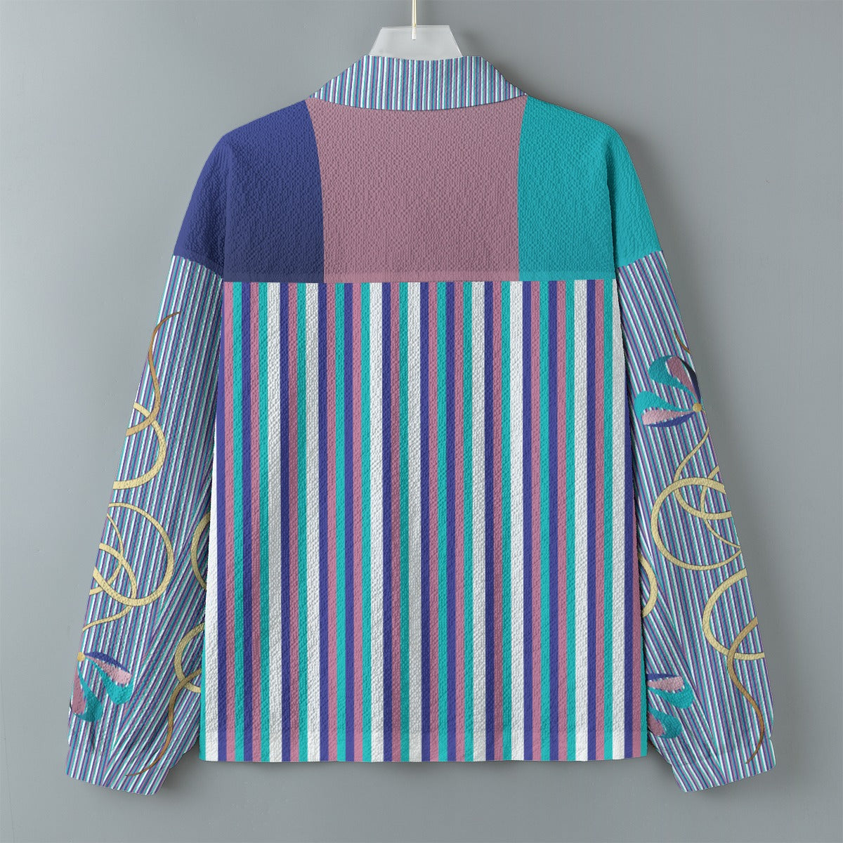 AOP Unisex Casual Lapel Jacket Kukloso Patchwork Collage No 6
