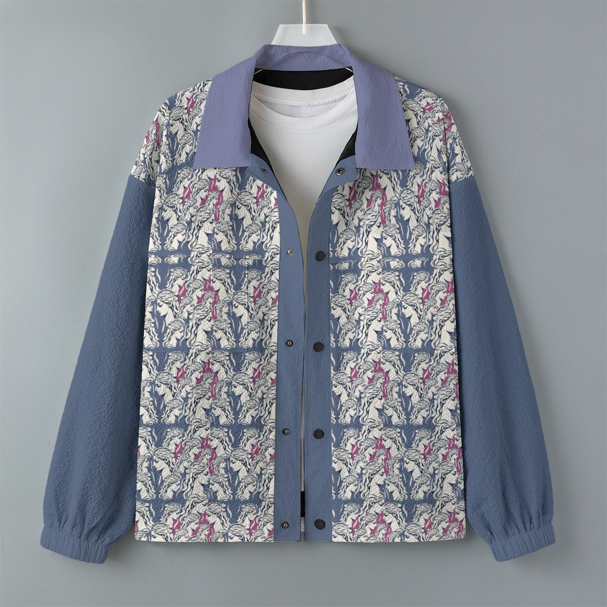 AOP Unisex Casual Lapel Jacket Kukloso Patchwork Collage No 99