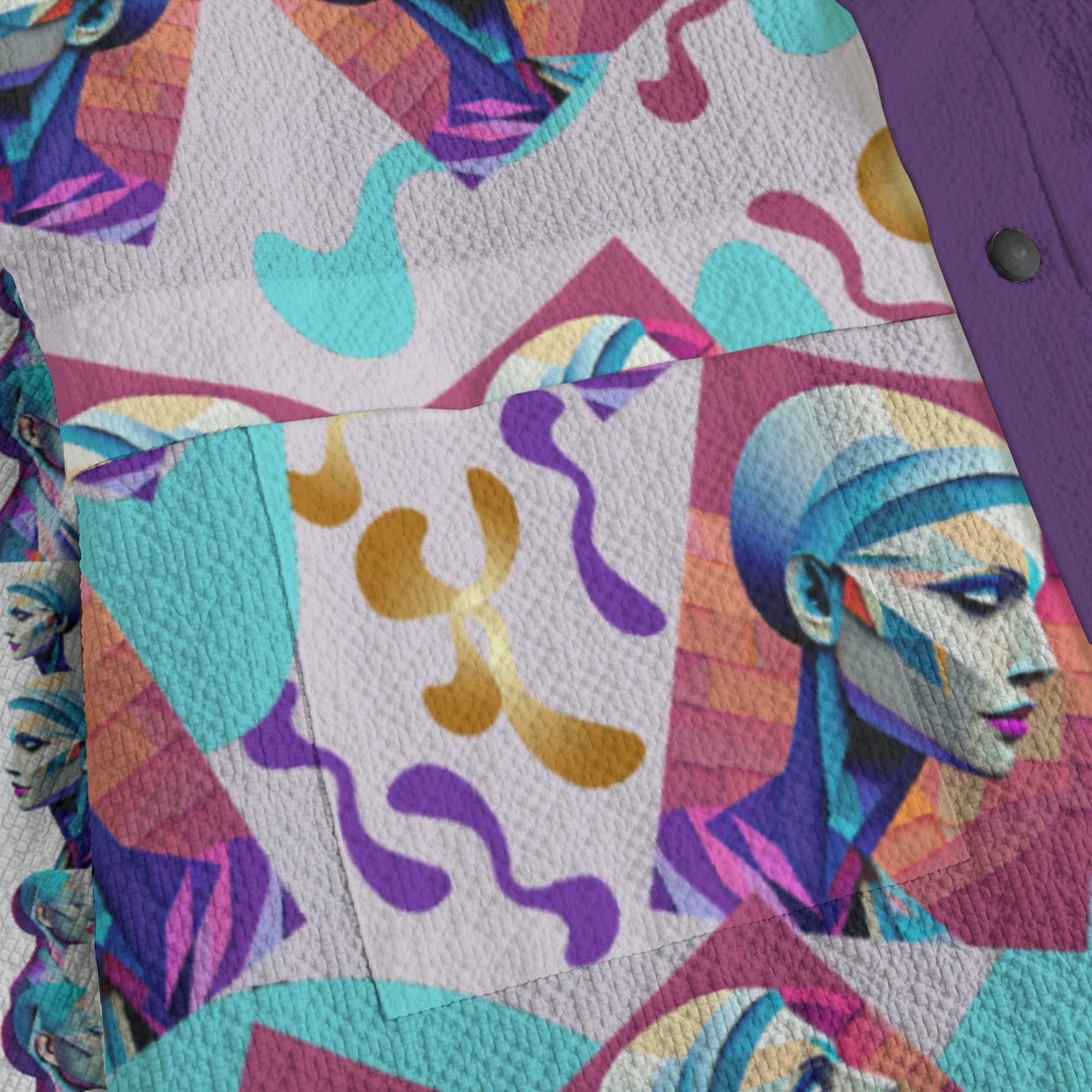AOP Unisex Casual Lapel Jacket Kukloso Patchwork Collage No 105