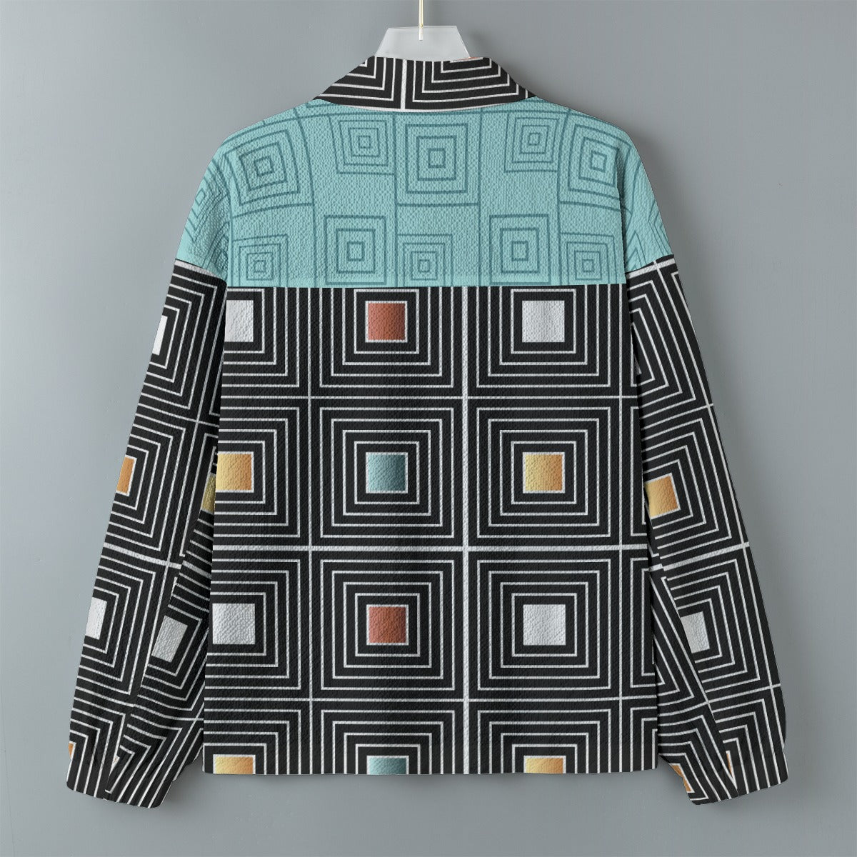 AOP Unisex Casual Lapel Jacket Kukloso Patchwork Collage No 17