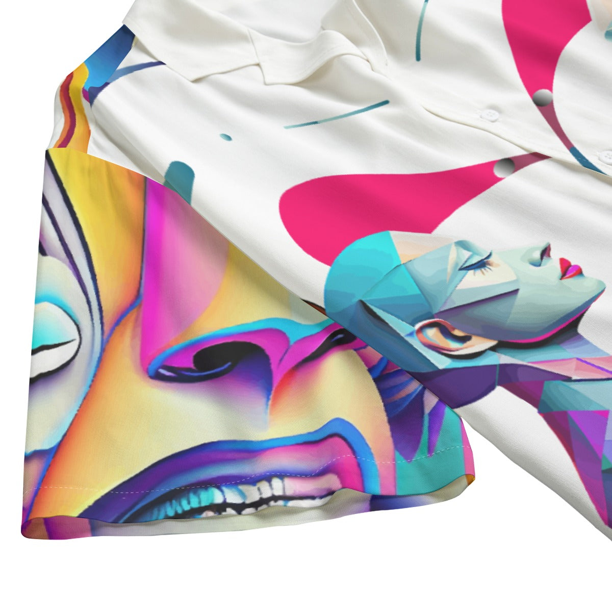 AOP Men's Hawaiian Rayon Shirt Kukloso Space Faces No 12