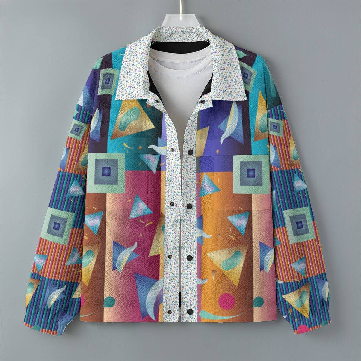 AOP Unisex Casual Lapel Jacket Kukloso Patchwork Collage No 28