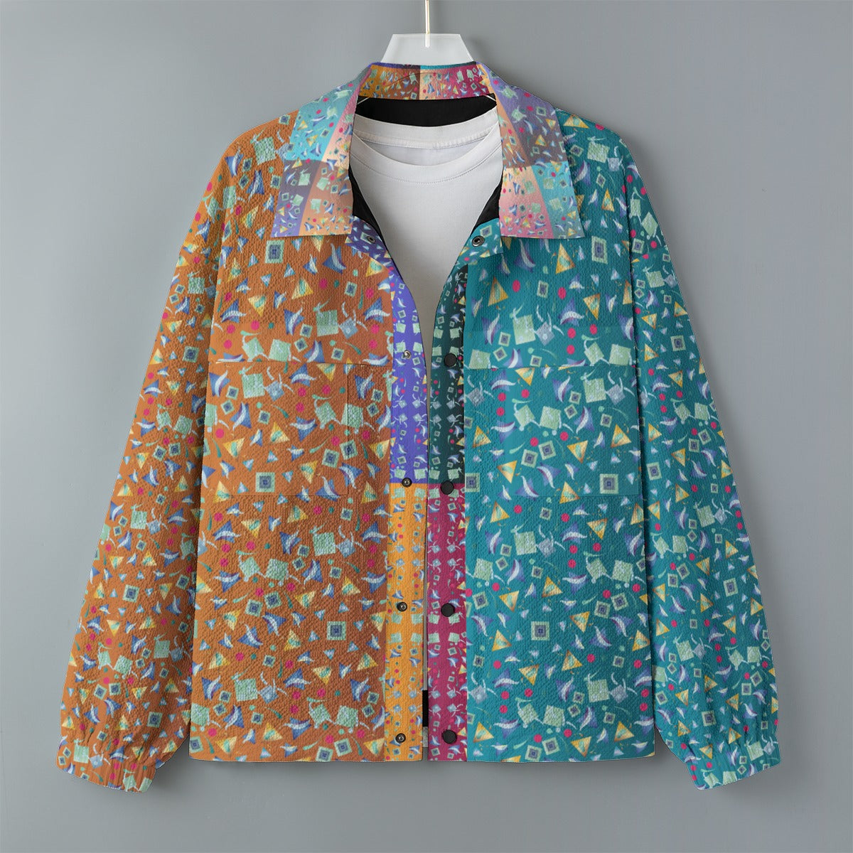 AOP Unisex Casual Lapel Jacket Kukloso Patchwork Collage No 31