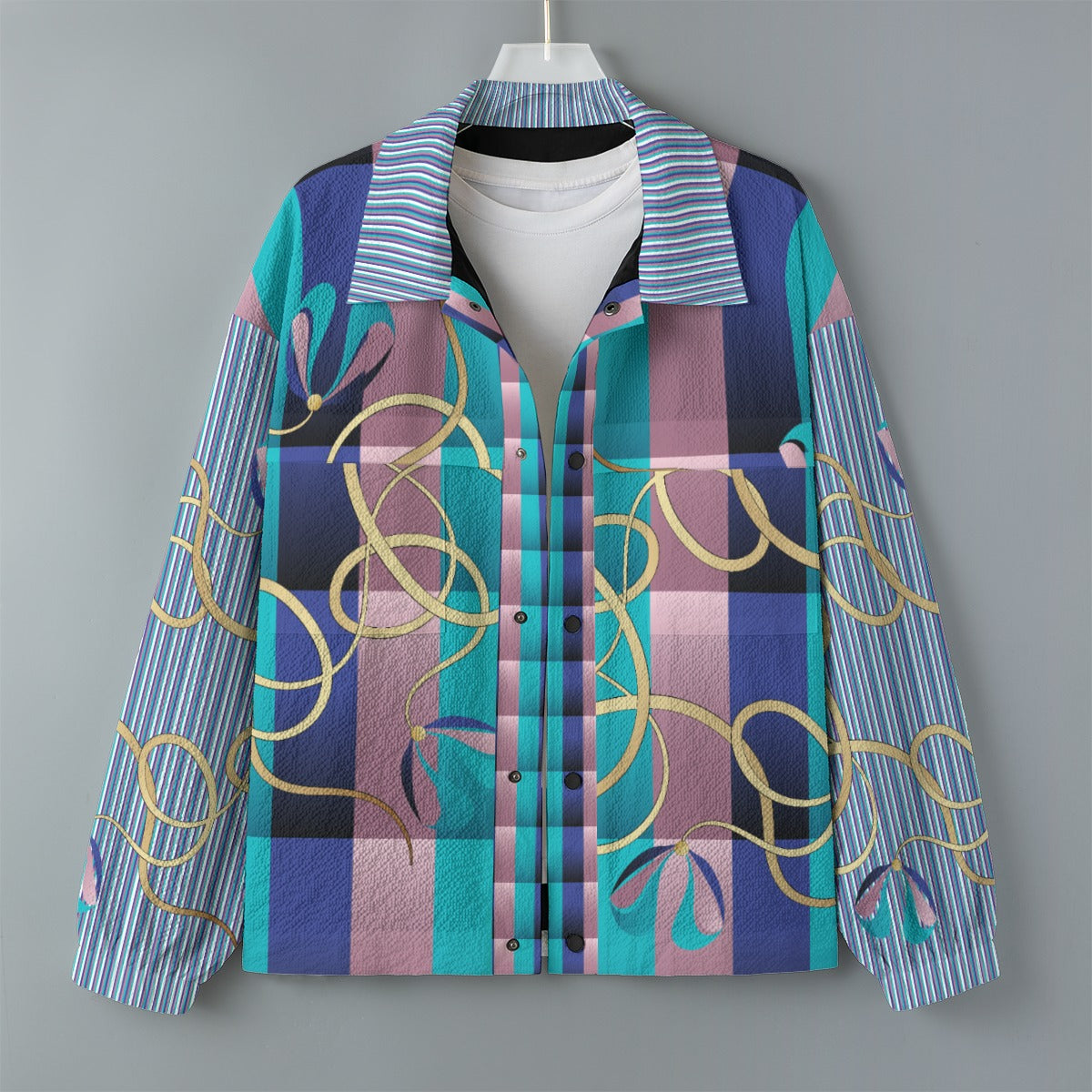 AOP Unisex Casual Lapel Jacket Kukloso Patchwork Collage No 6