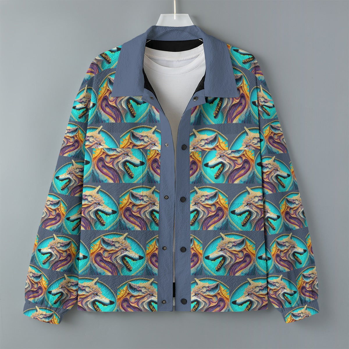 AOP Unisex Casual Lapel Jacket Kukloso Patchwork Collage No 107