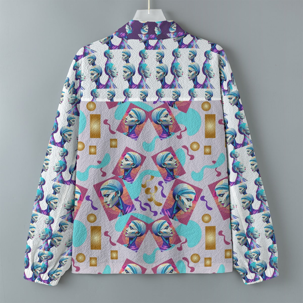 AOP Unisex Casual Lapel Jacket Kukloso Patchwork Collage No 105