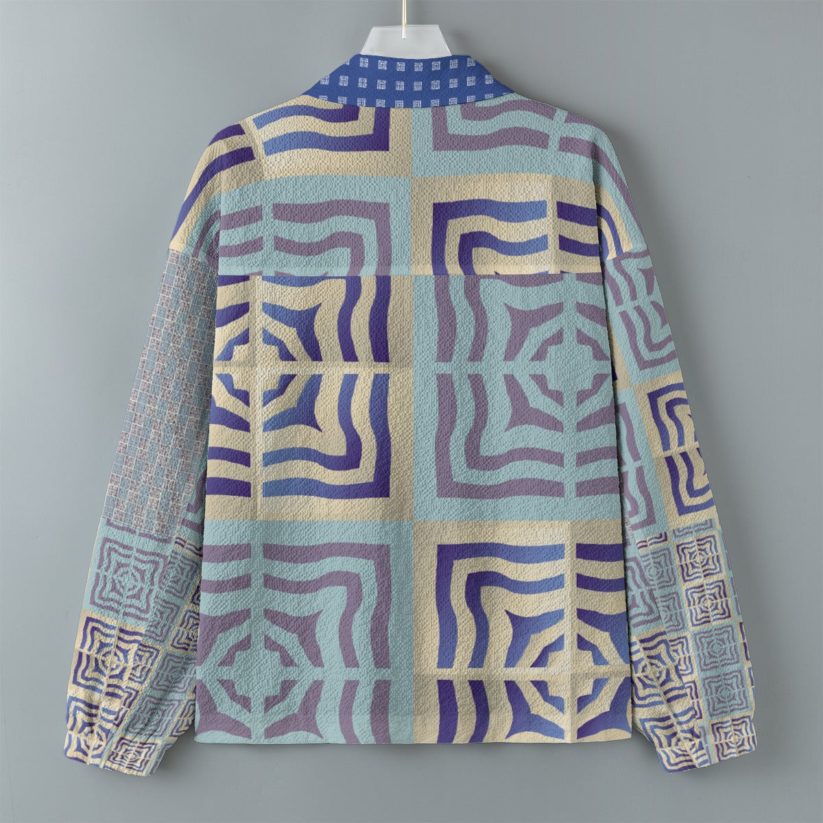 AOP Unisex Casual Lapel Jacket Kukloso Patchwork Collage No 42