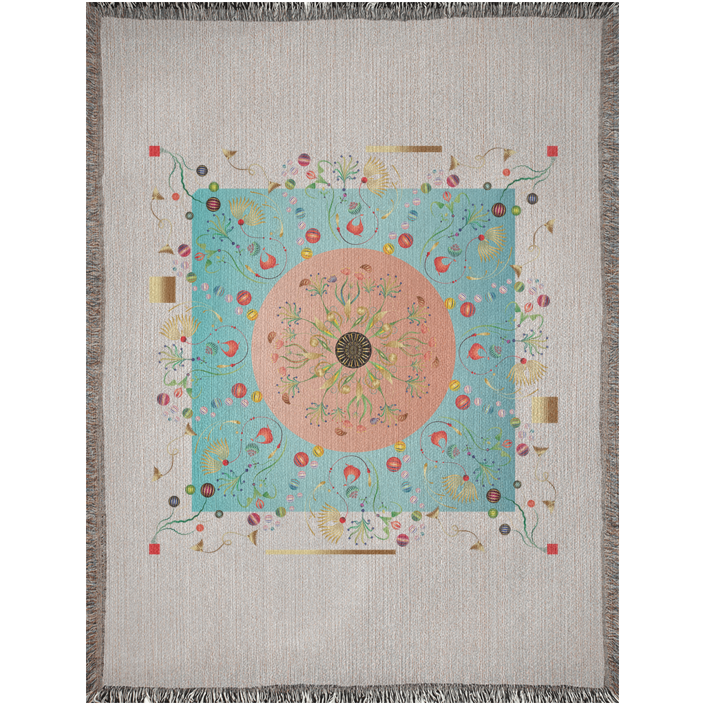 Woven Blankets Kukloso Mandala Kuklos No 4390 Aqua - Free Shipping