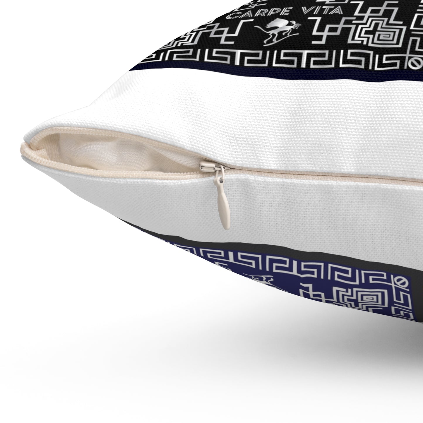 Spun Polyester Square Pillow Kukloso Greek Border No 44 & 45 'Carpe Diem' (Seize the day) 'Carpe Vita' (Seize Life) - Free Shipping