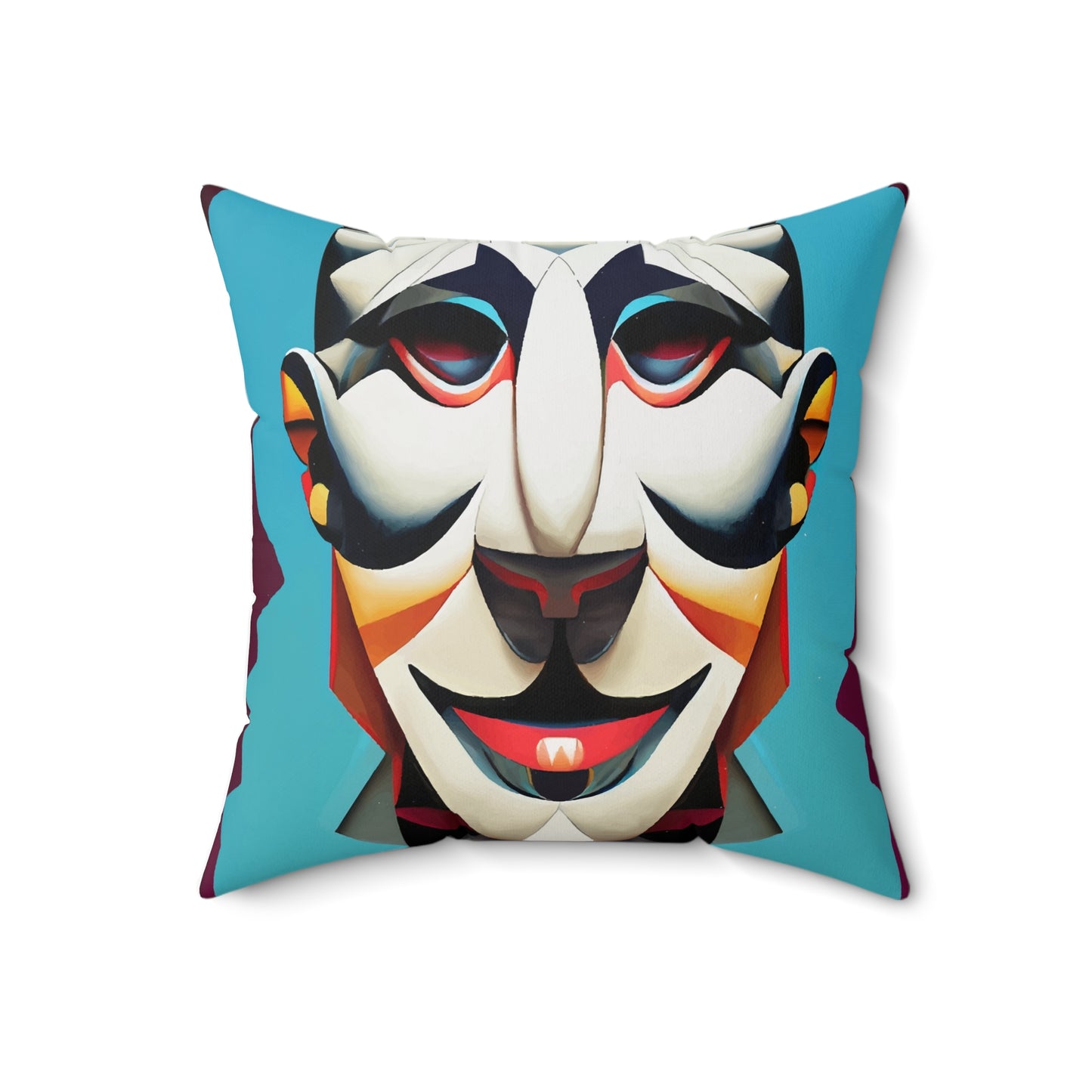 Spun Polyester Square Pillow Kukloso Cubist Faces No 3 - Free Shipping