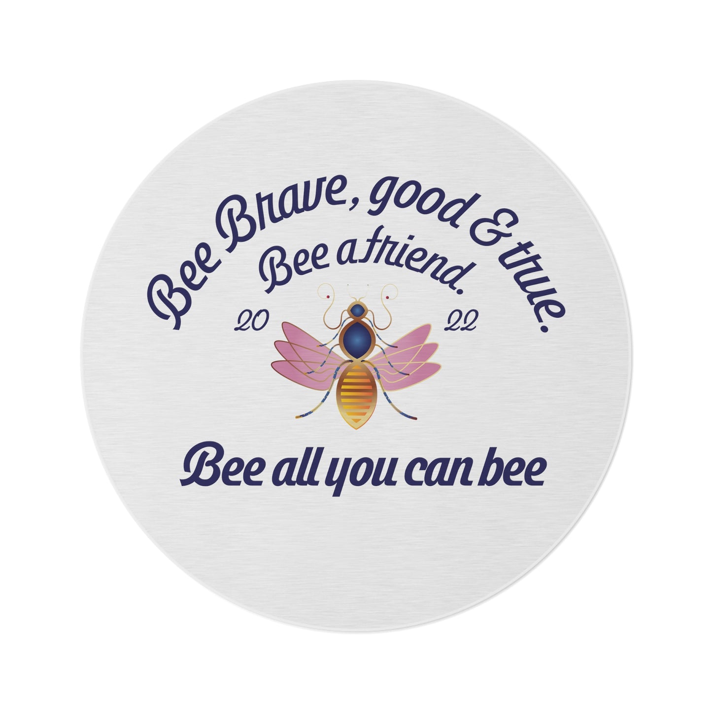 Round Rug Kukloso Bee All You Can Bee - Honeybee on White Free Shipping