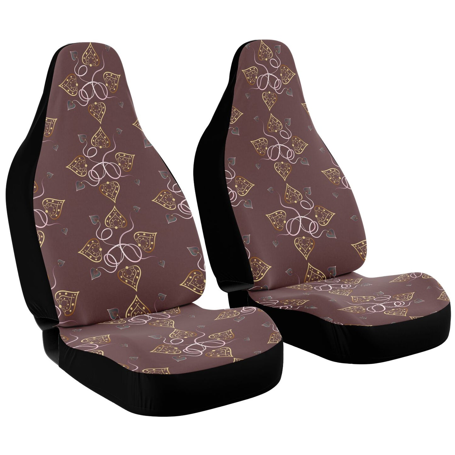 Car Seat Cover - AOP Kukloso Abstractical No 25 abstract shapes on Cocoa background - Free Shipping