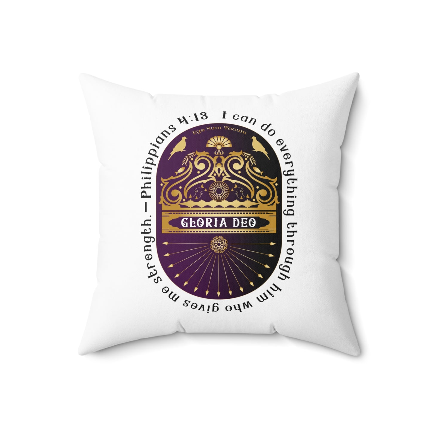 Spun Polyester Square Pillow Kukloso Philippians 4:13 - Free Shipping