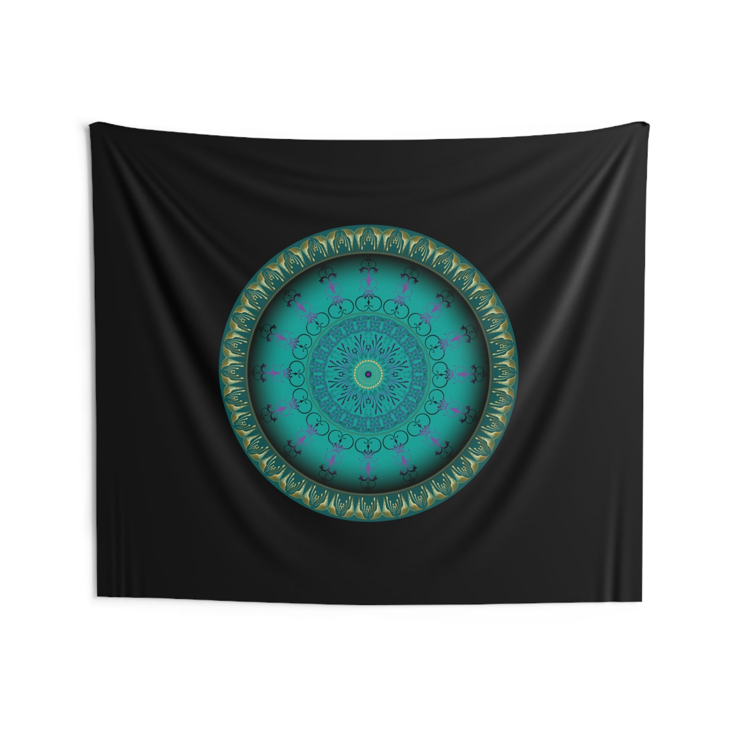 Indoor Wall Tapestries Kukloso No 4395 Viridian Green Mandala - Free Shipping