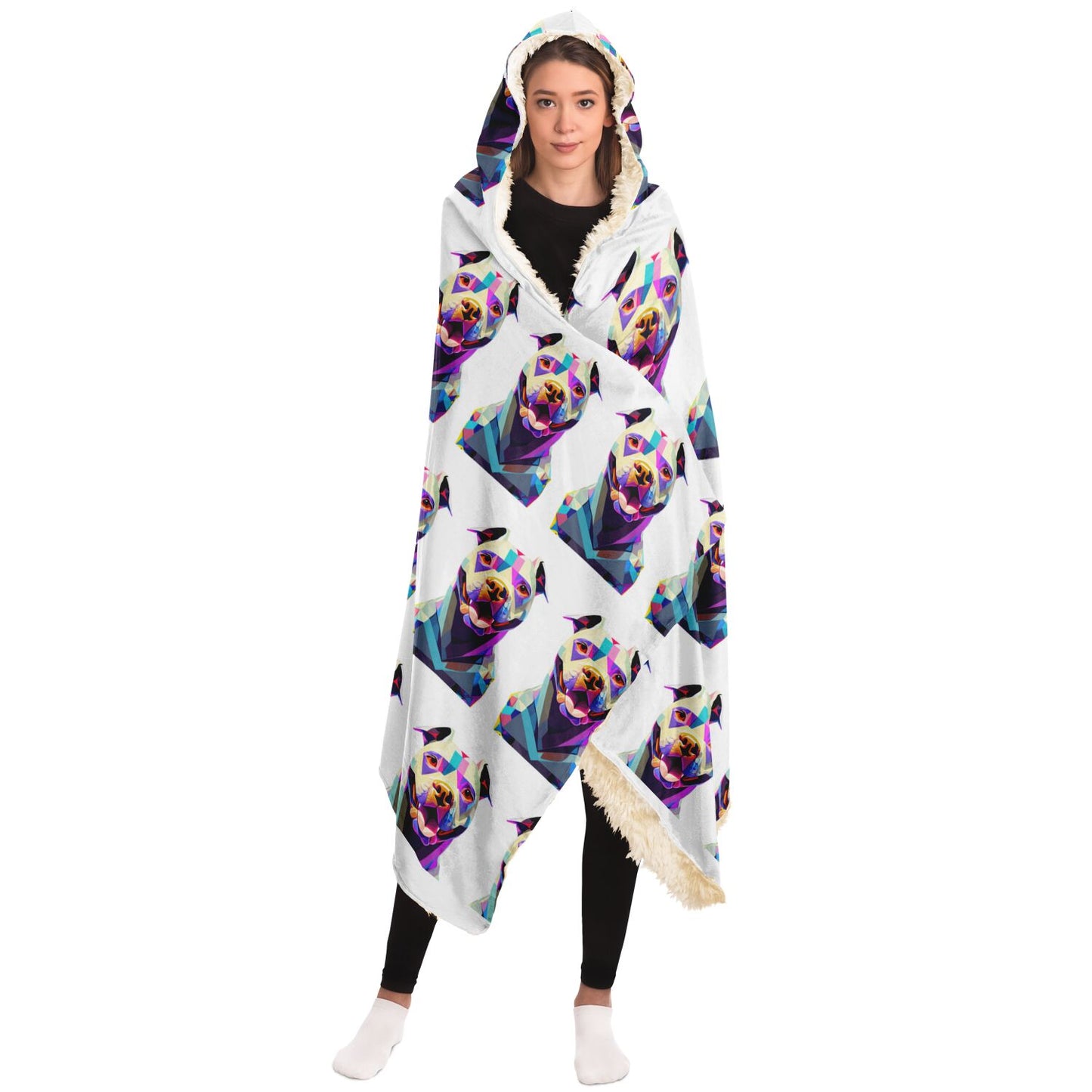 Hooded Blanket - AOP  Kukloso Cubist Pitbull Dog No 1 - Free Shipping