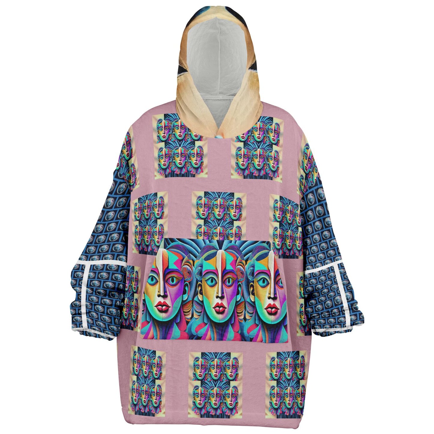 Snug Hoodie Economy - AOP Kukloso Cubist Faces No 9 - Free Shipping