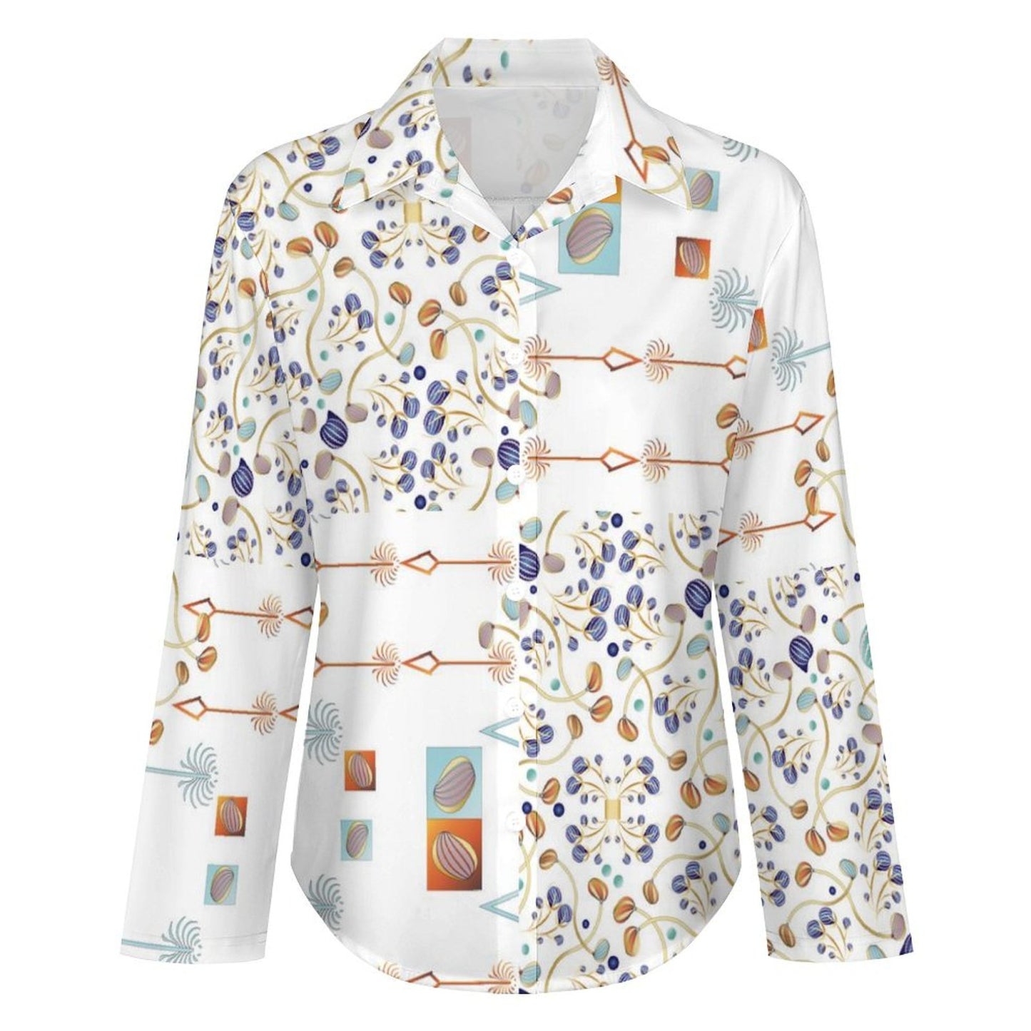 Long Sleeve Shirt Blouse Kukloso Abstract No 883